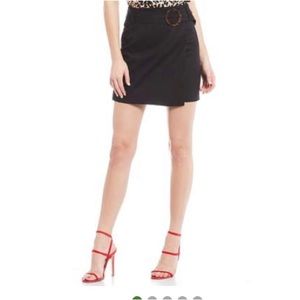 Suggarlips Belted Linen black Mini Wrap Skirt Size Large women’s